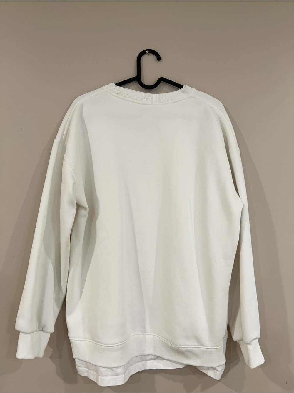 Men's White Crewneck Sweatshirt with Minimal Bunny Embroidery - Picture 2 of 2
